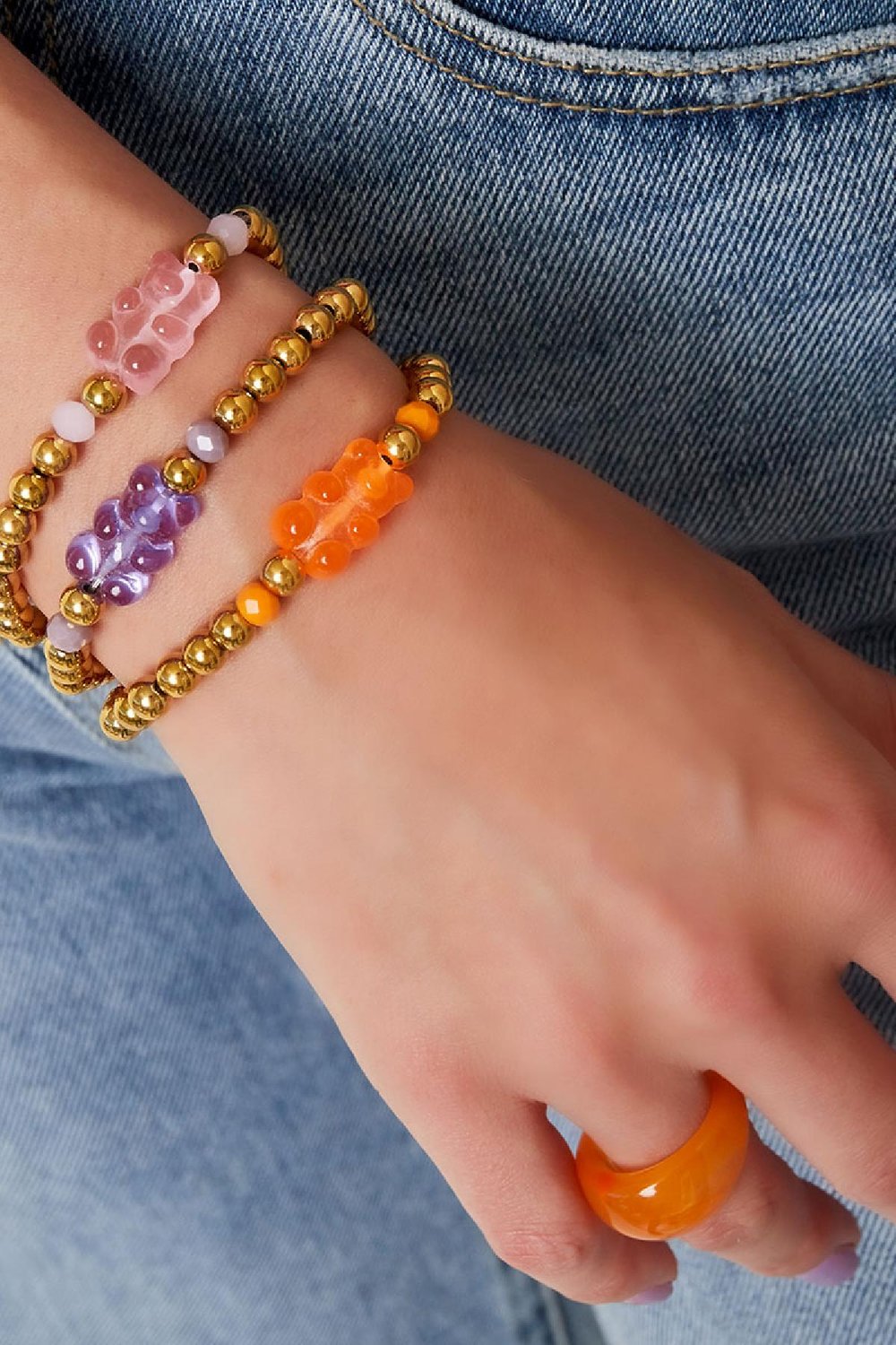 Armband Gummibärchen Lila Edelstahl h5Bild3